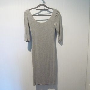 Sleek Grey Mid Calf Body Con Dress